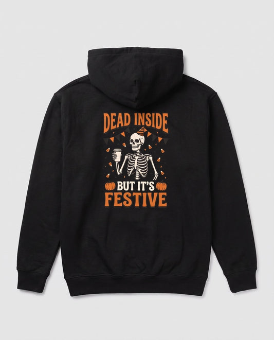 Black Dead Inside But It's Festive hoodie, vintage Halloween back print