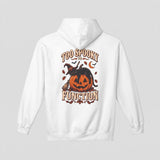 White Too Spooky To Function hoodie, vintage Halloween back print