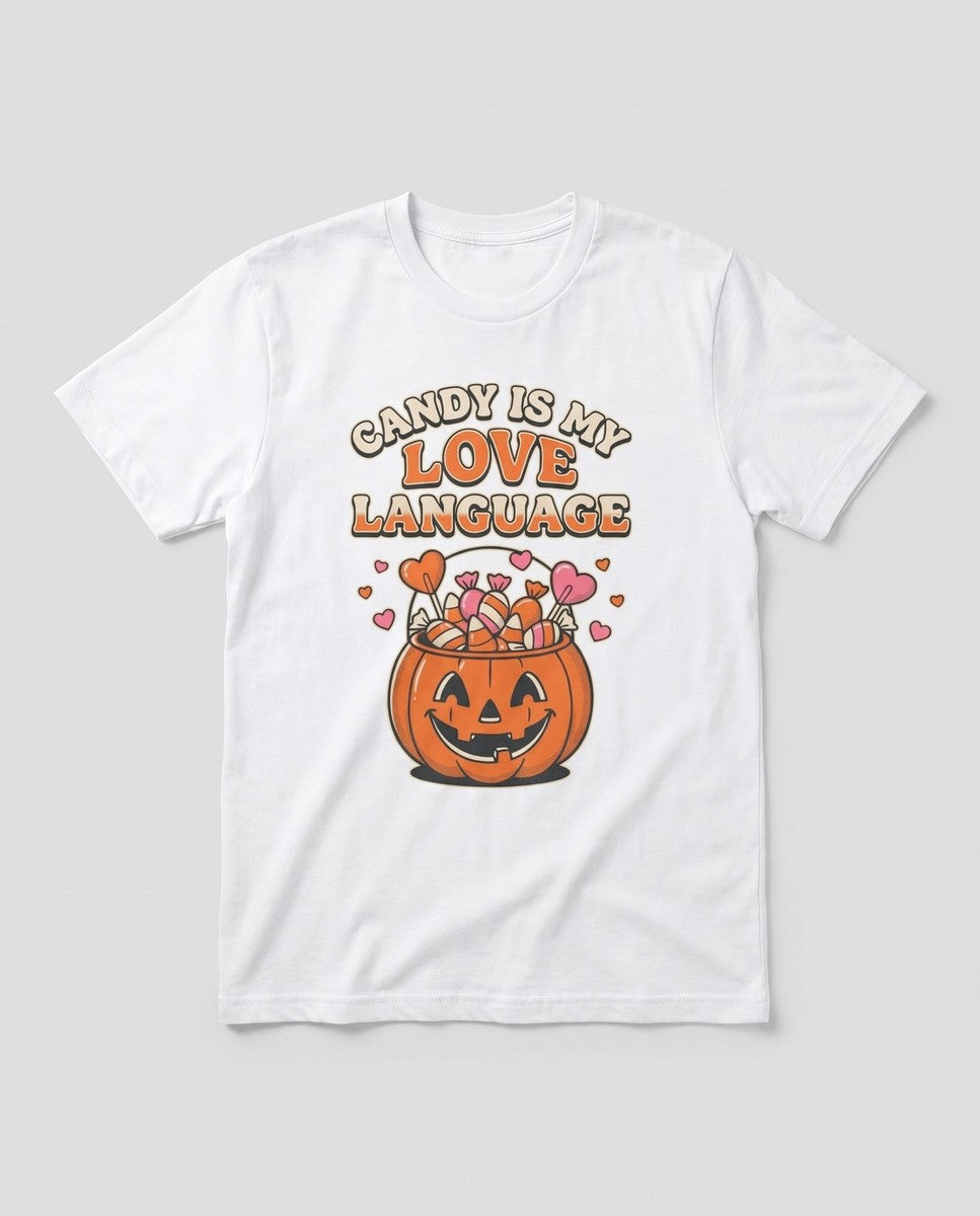 White Candy Is My Love Language t-shirt, vintage Halloween front print