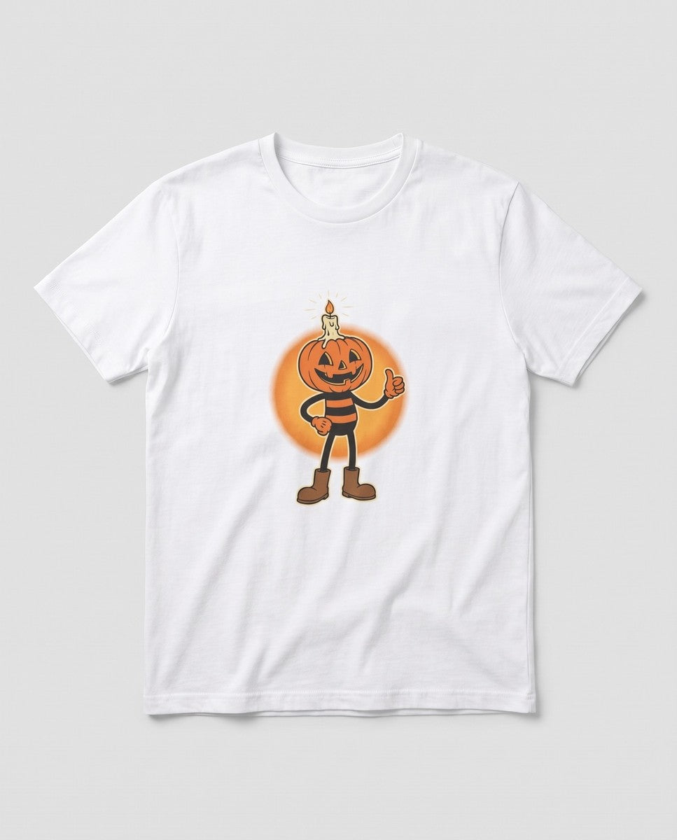 White Pumpkin Candle Head t-shirt, vintage Halloween front print