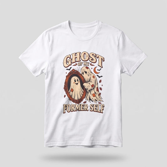 White Ghost Of My Former Self t-shirt, vintage Halloween front print