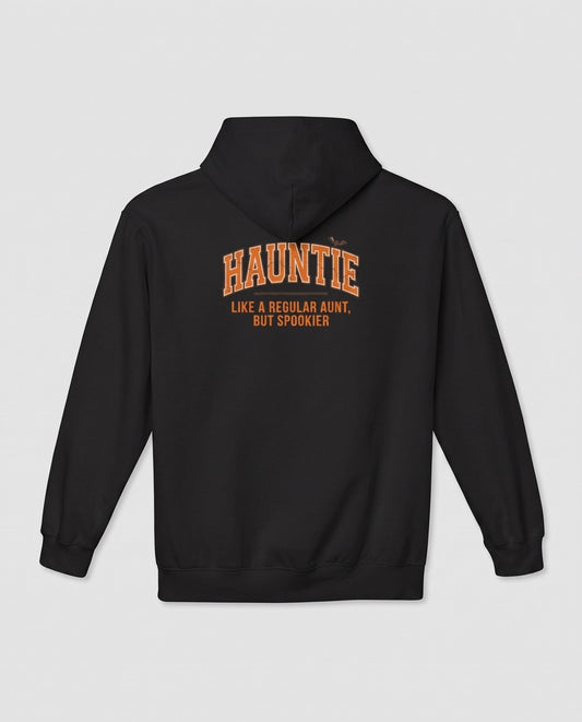 Black Hauntie hoodie, vintage Halloween back print
