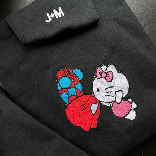 Spiderman and Hello Kitty kissing