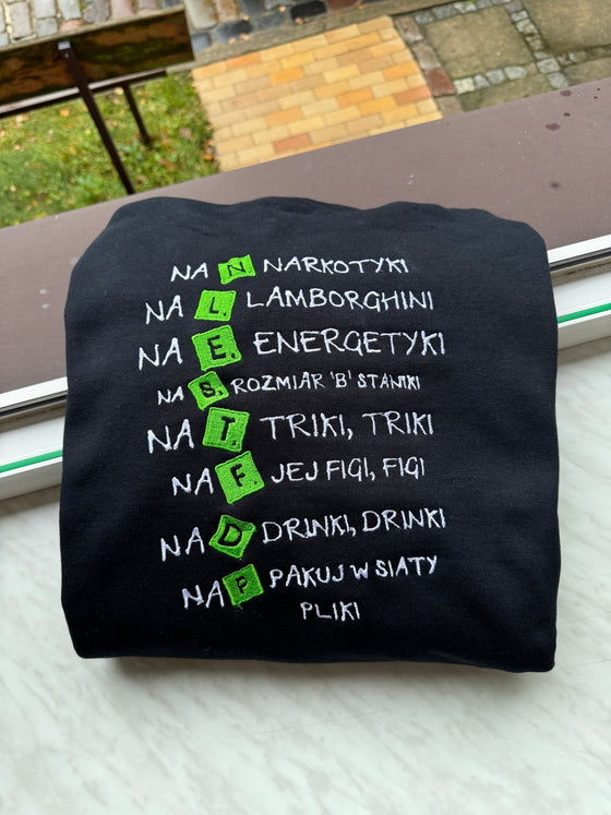 Tekst Pro8l3m Scrabble - Haftowana bluza/koszulka - Koval Customs. Polska produkcja, wysoka jakosc, personalizowane