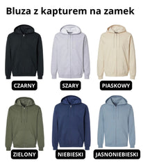 Haftowana Bluza z Kapturem na zamek z Twoim Logo/Zdjęciem/Tekstem