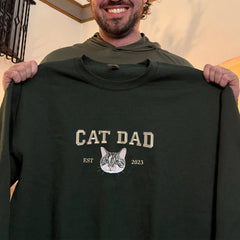 Haftowana Bluza/Koszulka ze zdjęcia twojego pupila Cat Dad/Mom