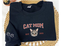 Haftowana Bluza/Koszulka ze zdjęcia twojego pupila Cat Dad/Mom