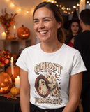 Person wearing the white Ghost Of My Former Self t-shirt
