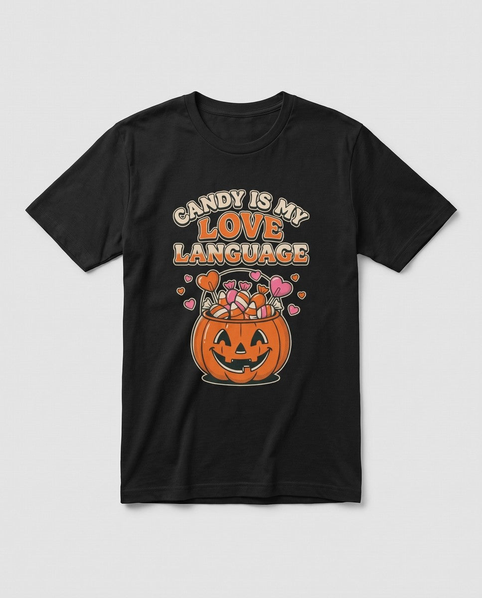 Black Candy Is My Love Language t-shirt, vintage Halloween front print