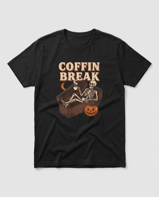 Black Coffin Break t-shirt, vintage Halloween front print