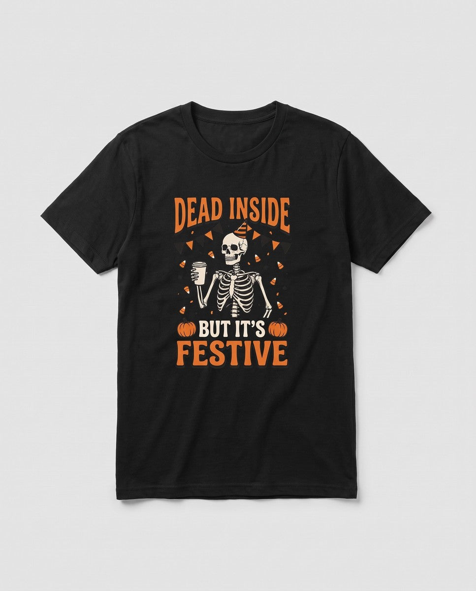 Black Dead Inside But It's Festive t-shirt, vintage Halloween front print