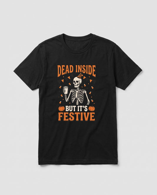 Black Dead Inside But It's Festive t-shirt, vintage Halloween front print