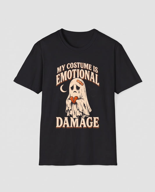 Black My Costume Is Emotional Damage t-shirt, vintage Halloween front print