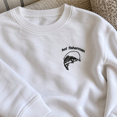 Hot Fisherman Embroidered Sweatshirt - Funny Fishing Gift