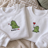 Cute Dinozaury dla Par – Słodkie Haftowane Bluzy – zdjęcie 6