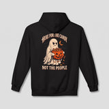 Black Here For The Candy Not The People hoodie, vintage Halloween back print