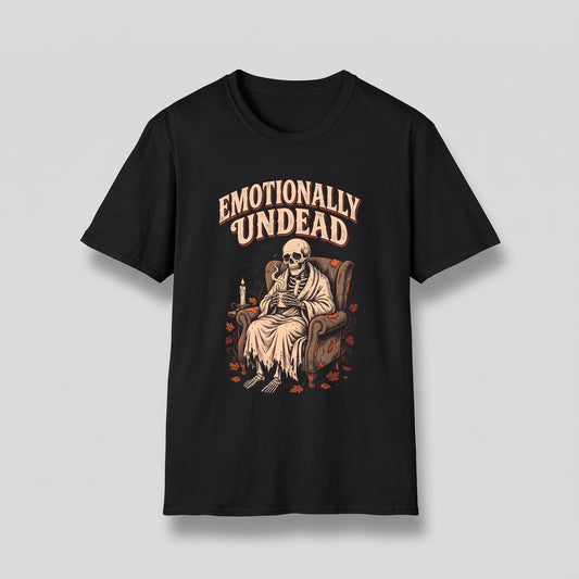 Black Emotionally Undead t-shirt, vintage Halloween front print