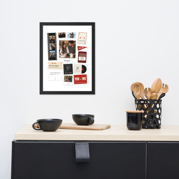 [US] Memory Box — Collage of Your Keepsakes - framed poster on a dresser