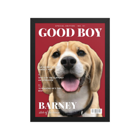 [US] Your Pet on a Magazine Cover - poster in a black frame