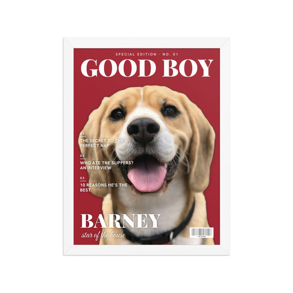 [US] Your Pet on a Magazine Cover - poster in a white frame