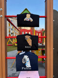 [DE] Sweatshirts mit Tierstickereien und Namen Balu und Fuffie auf einem Klettergerüst