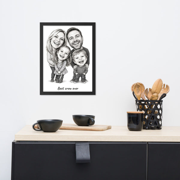 [US] Caricature From Your Photo - framed poster on a dresser