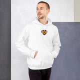 [US] Colorful Heart embroidered hoodie, white