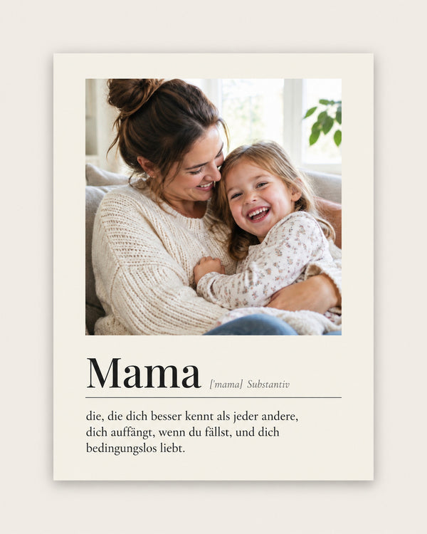 [DE] Personalisiertes Definitionsposter Mama mit Foto und deutscher Definition.