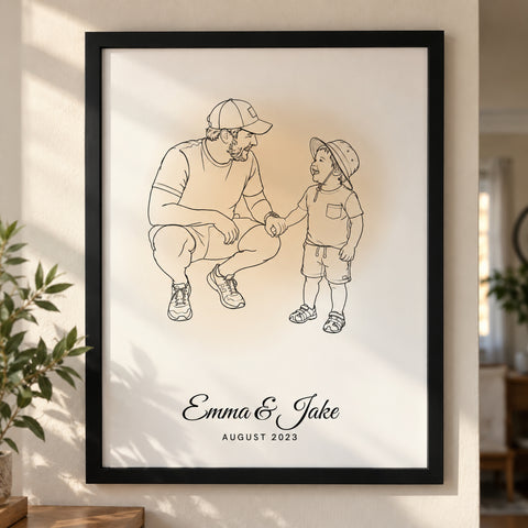 Custom Line Art Poster From Your Photo – With Watercolor