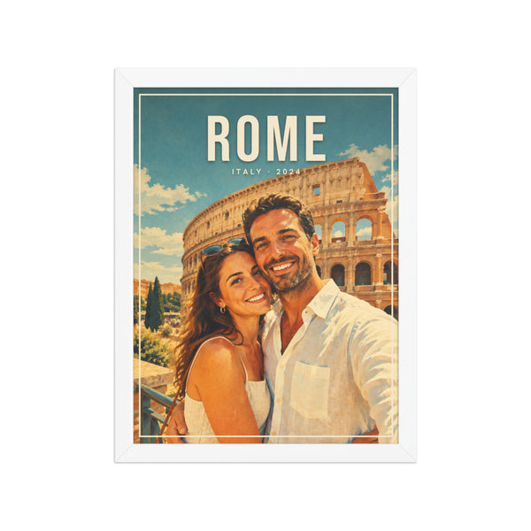 [US] Vintage Travel Poster From Your Photo - poster in a white frame