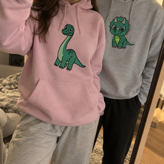 Dinozaury dla Par – Haftowane Bluzy (Matching) – Koval Customs