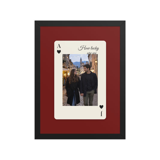 [US] Ace of Hearts — Your Photo on a Card - poster in a black frame