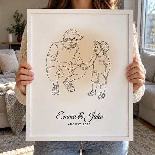 [US] Custom Line Art Poster From Your Photo - framed poster held in hands