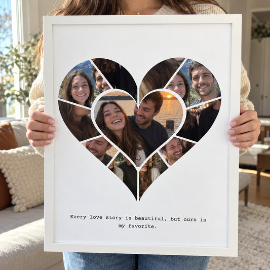 [US] Heart Photo Collage Poster - framed poster held in hands