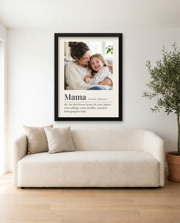 [DE] Personalisiertes Definitionsposter Mama mit Foto und deutscher Definition.