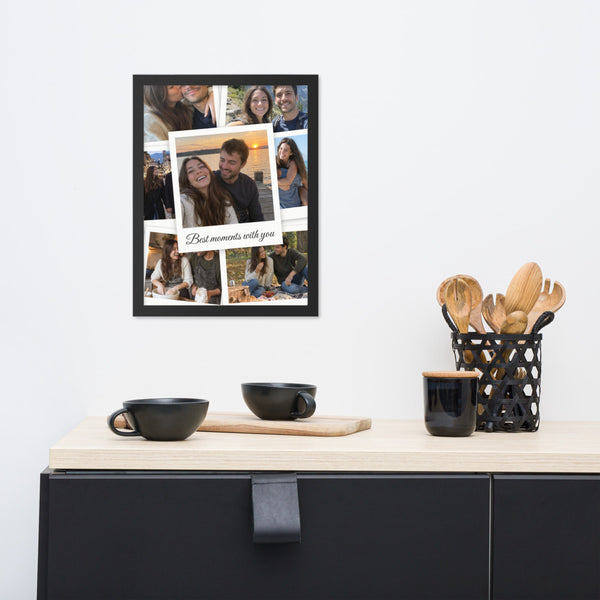 [US] Polaroid Collage With Your Message - framed poster on a dresser