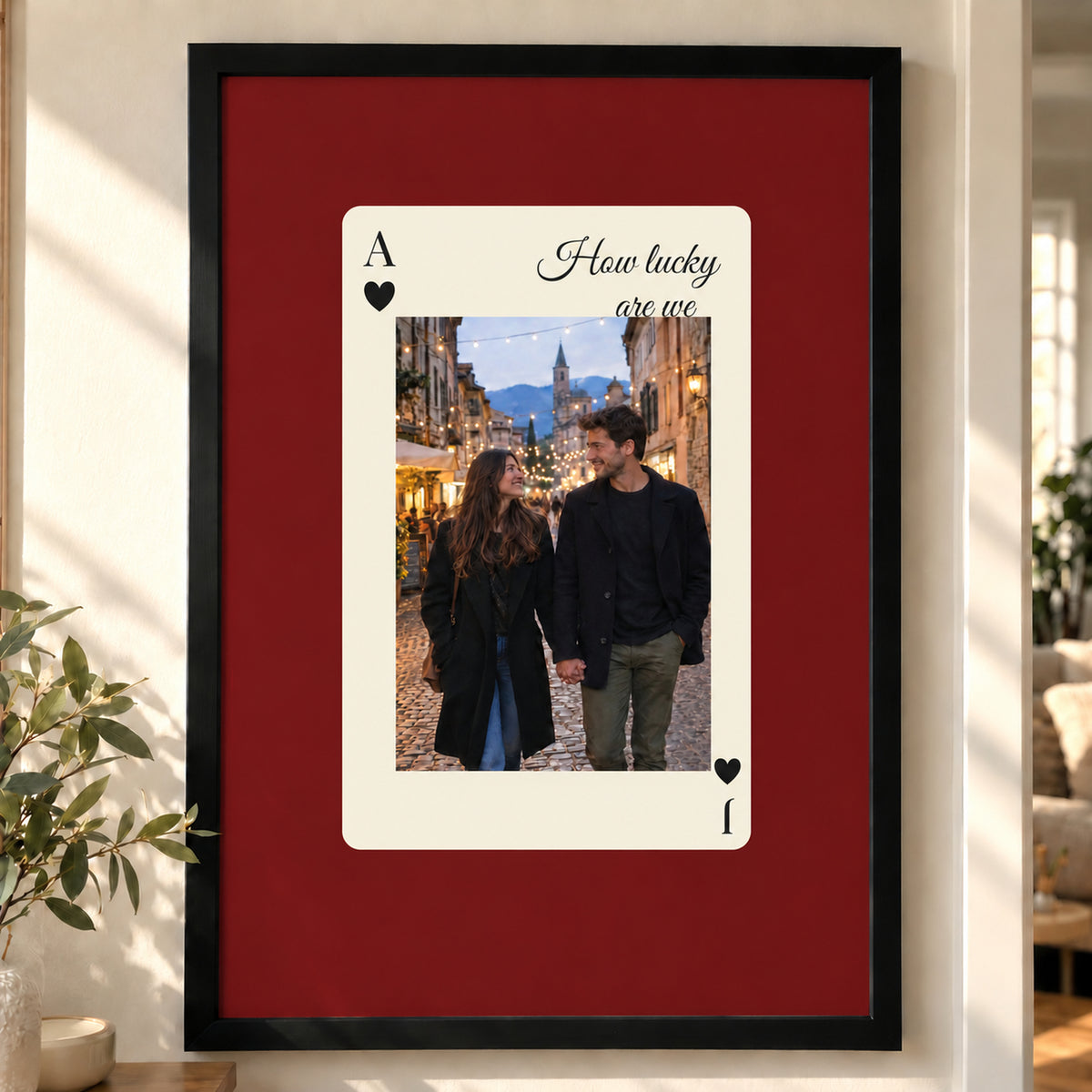 [US] Ace of Hearts Photo Poster - framed poster in a cozy living room