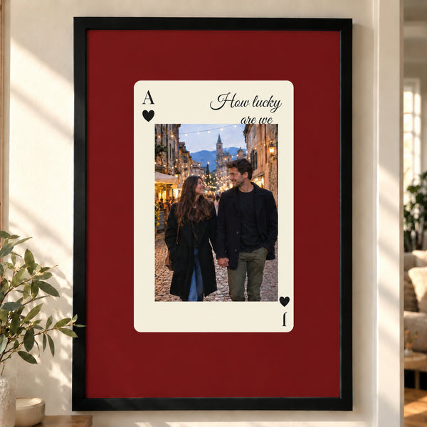 [US] Ace of Hearts Photo Poster - framed poster in a cozy living room
