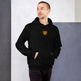 [US] Colorful Heart embroidered hoodie, black