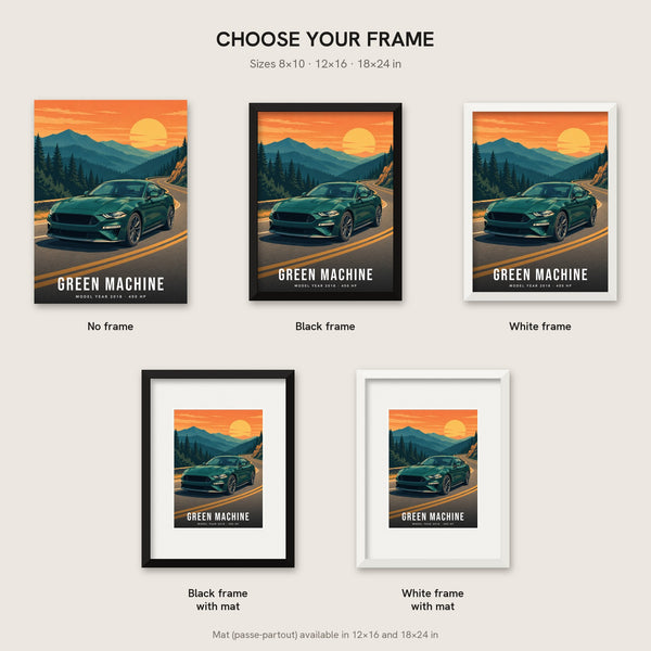 [US] Your Car in an Illustrated Landscape - frame options: no frame, black, white, with mat