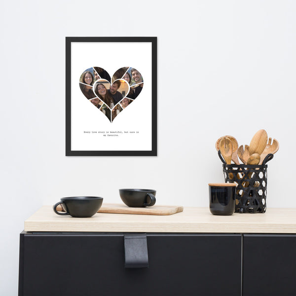 [US] Heart Photo Collage - framed poster on a dresser