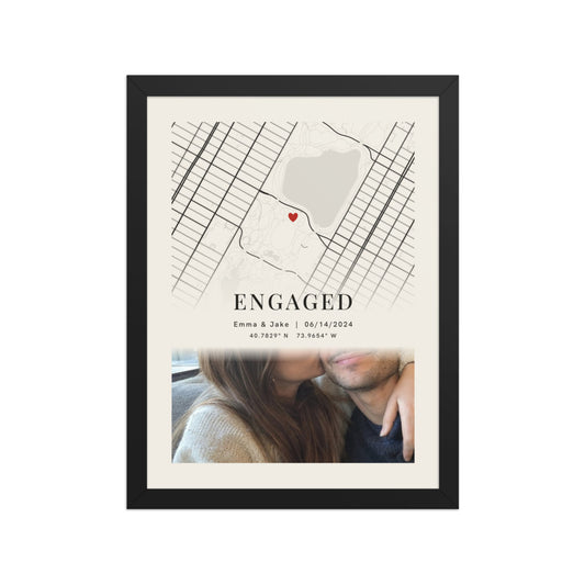 [US] City Map Poster With Your Photo - poster in a black frame