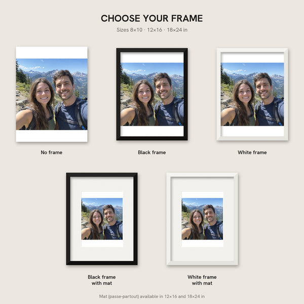 [US] Your Design on a Poster - frame options: no frame, black, white, with mat
