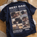 [DE] Dunkelblaues Best-Dad-T-Shirt mit Fotocollage und dem Namen Paul.