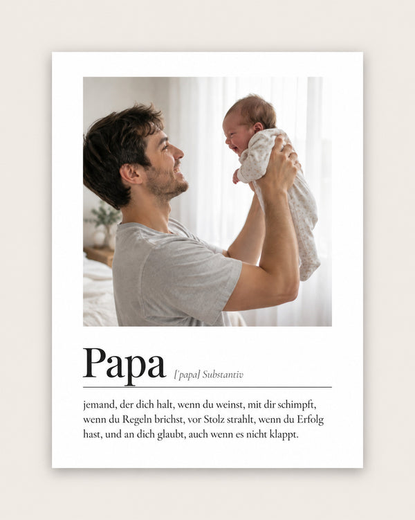 [DE] Personalisiertes Definitionsposter Papa mit Foto und deutscher Definition.