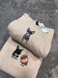 [DE] Beige Sweatshirts mit Tierstickereien und Katzennamen Minka und Leo