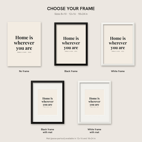 [US] Your Words on a Poster - frame options: no frame, black, white, with mat