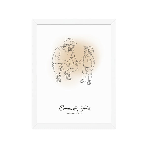 [US] Line Art From Your Photo With Watercolor - poster in a white frame