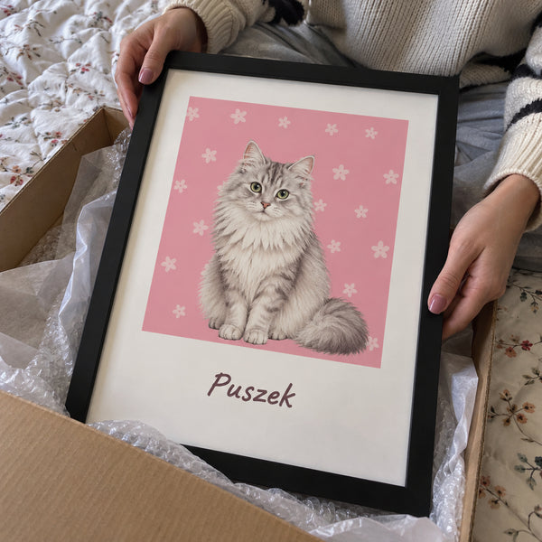 Rysowany portret zwierzaka na kolorowym tle
