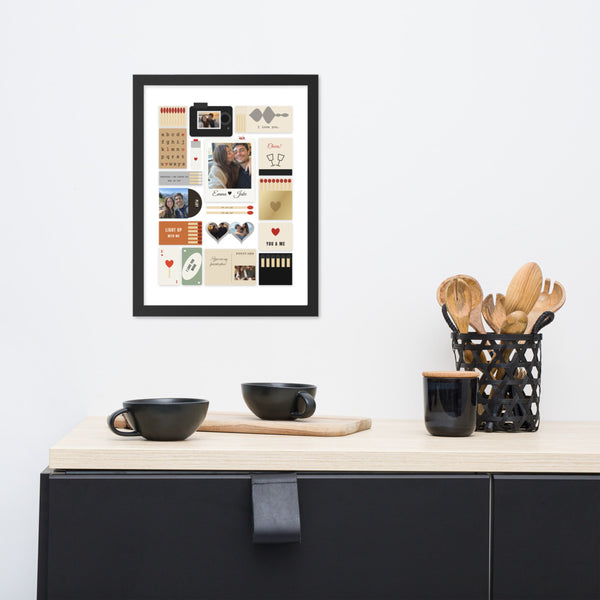 [US] Matchbox — Collage of Your Keepsakes - framed poster on a dresser